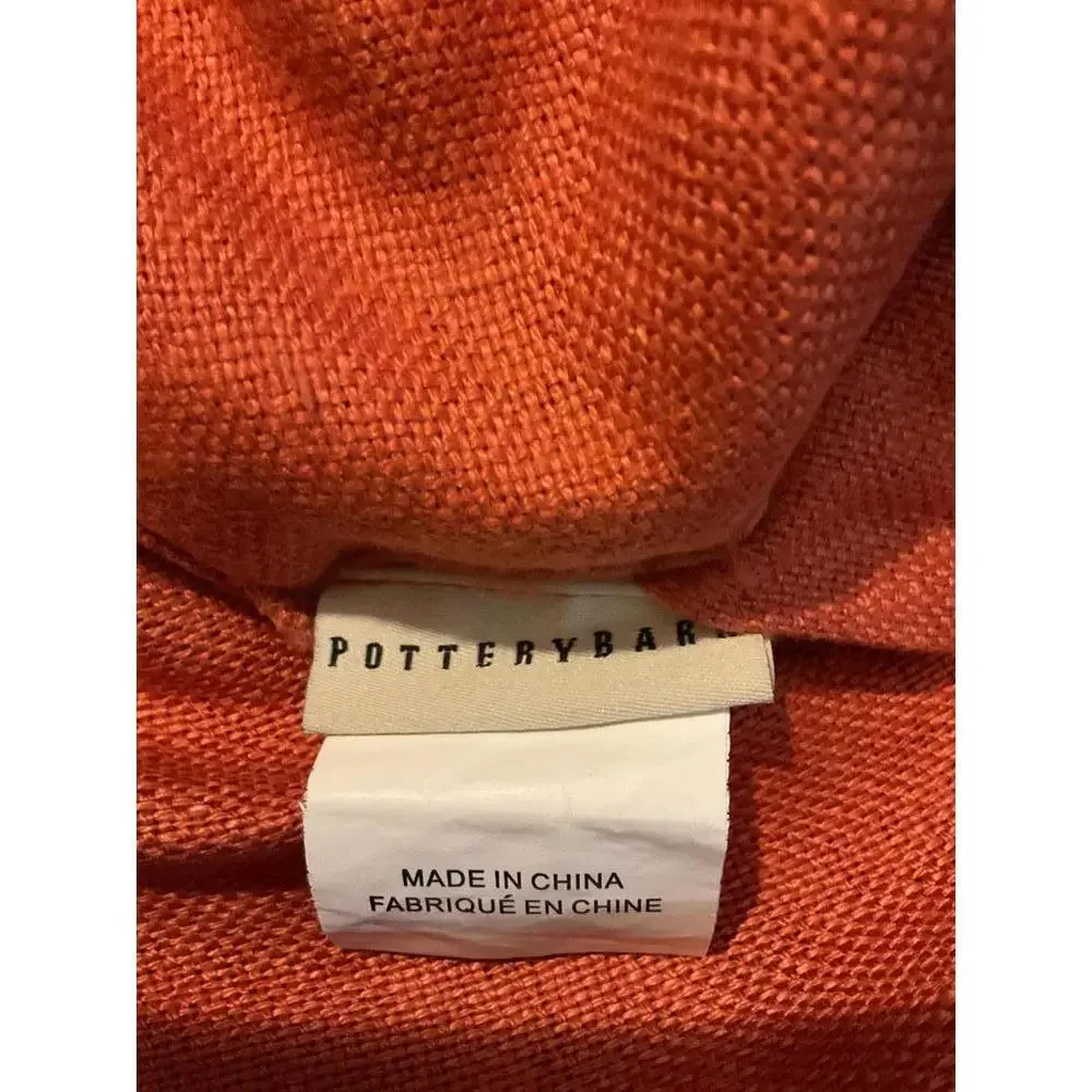 Pottery Barn Orange Linen Pillow cover with Button Closure (1)
